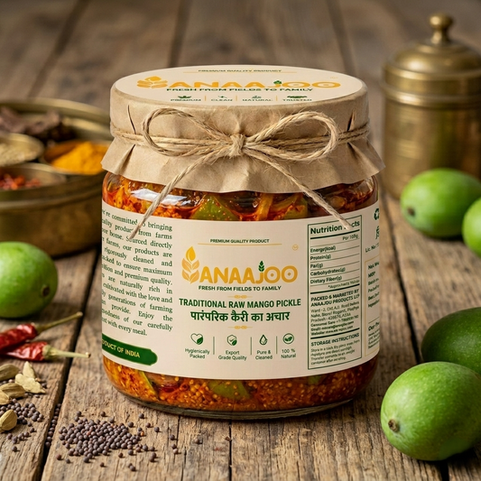 Anaajoo Traditional Raw Mango Pickle (पारंपारिक कैरी का अचार) | Handmade, Chemical-Free, Authentic Homemade Taste