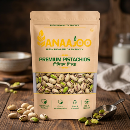 Anaajoo Premium Pistachios (प्रीमियम पिस्ता) | Crunchy, Naturally Delicious, Chemical-Free Dry Fruit