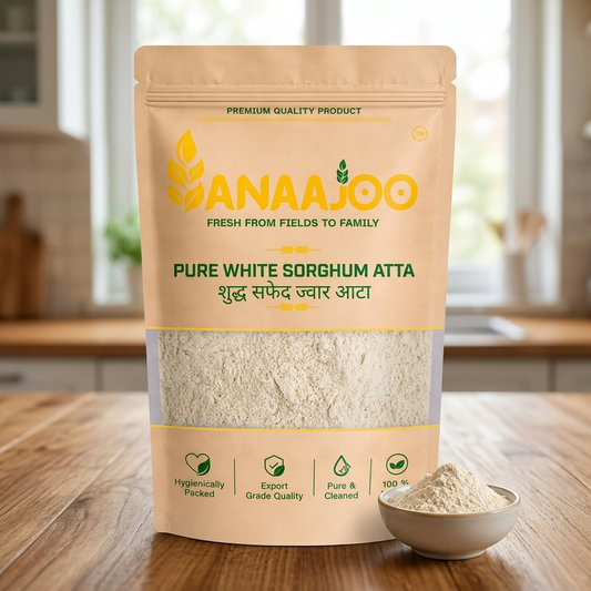 Anaajoo Pure White Sorghum Atta (शुद्ध सफेद ज्वार आटा) | Jowar Flour, Gluten-Free Style, Chemical-Free, Premium Millet Atta