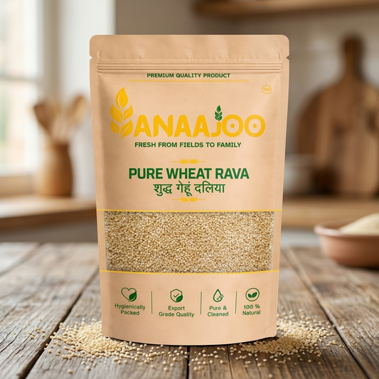 Anaajoo Pure Wheat Rava (शुद्ध गेहूं दलिया) | Premium Daliya, Nutritious Broken Wheat, Chemical-Free