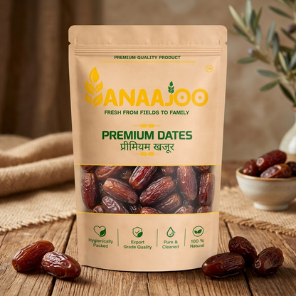 Anaajoo Premium Dates (प्रीमियम खजूर) | Soft & Naturally Sweet, Chemical-Free, Energy-Rich Dry Fruit