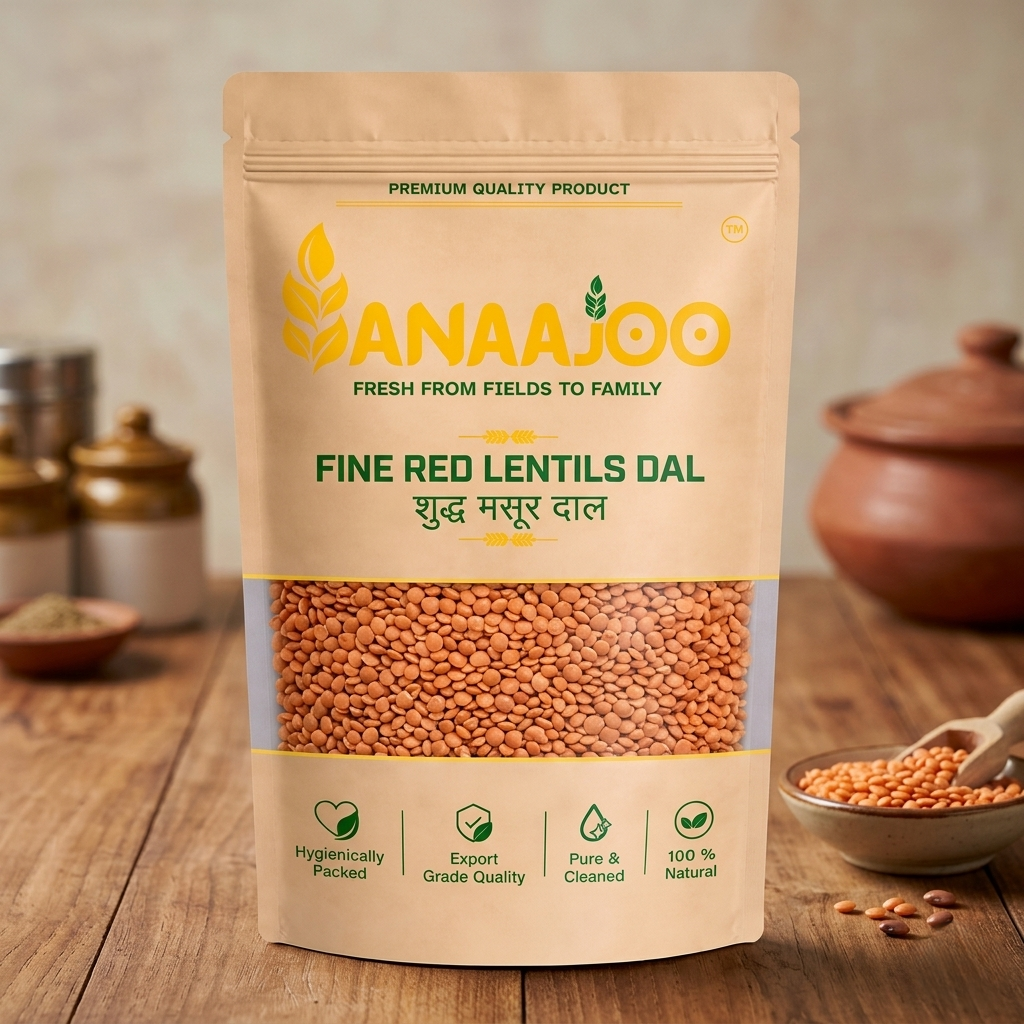 Anaajoo Fine Red Lentils Dal (शुद्ध मसूर दाल) | Masoor Dal, Premium Quality, Chemical-Free, Quick Cooking