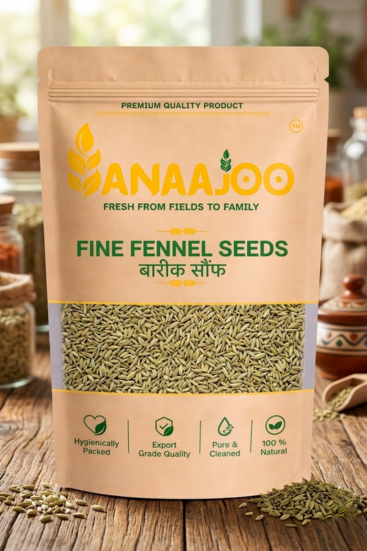 Anaajoo Fine Fennel Seeds (बारीक सौंफ) | Premium Saunf, Chemical-Free, Sortex Cleaned, Sweet Aroma