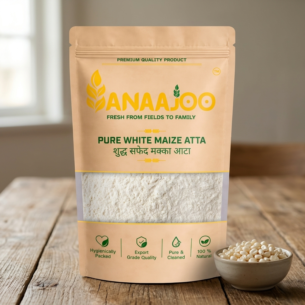 Anaajoo Pure White Maize Atta (शुद्ध सफेद मक्का आटा) | Makka Atta, Gluten-Free Style, Chemical-Free, Natural Flour