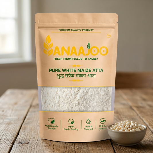 Anaajoo Pure White Maize Atta (शुद्ध सफेद मक्का आटा) | Makka Atta, Gluten-Free Style, Chemical-Free, Natural Flour