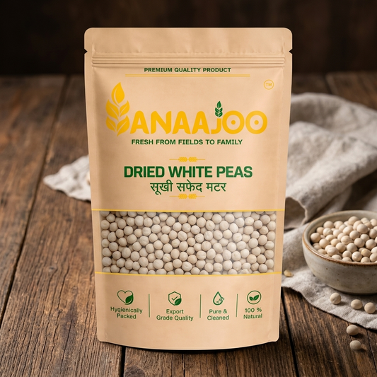 Anaajoo Dried White Peas (सूखी सफेद मटर) | Premium White Matar, Chemical-Free, Sortex Cleaned, High-Protein