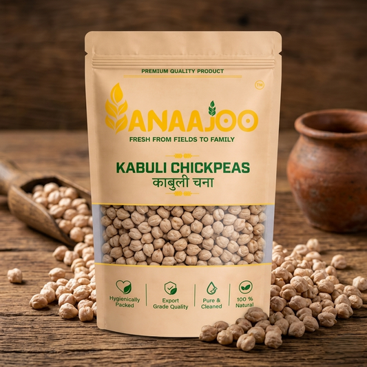 Anaajoo Kabuli Chickpeas (काबुली चना) | Premium White Chickpeas, Chemical-Free, Sortex Cleaned, High-Protein
