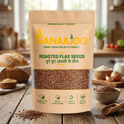 Anaajoo Roasted Flax Seeds (भुने हुए अलसी के बीज) | Ready-to-Eat Alsi Seeds, Omega-Rich, Chemical-Free Superfood