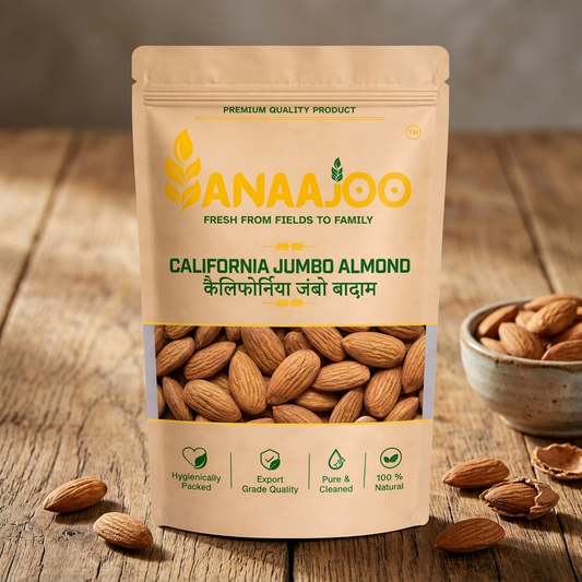 Anaajoo California Jumbo Almond (कैलिफोर्निया जंबो बादाम) | Large Size Badam, Premium Quality, Chemical-Free