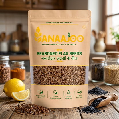 Anaajoo Seasoned Flax Seeds (मसालेदार अलसी के बीज) | Lemon & Salt Flavored Alsi, Healthy Snack, Chemical-Free