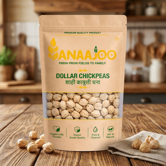 Anaajoo Dollar Chickpeas (शाही काबुली चना) | Premium Large Kabuli Chana, Chemical-Free, Sortex Cleaned, High-Protein