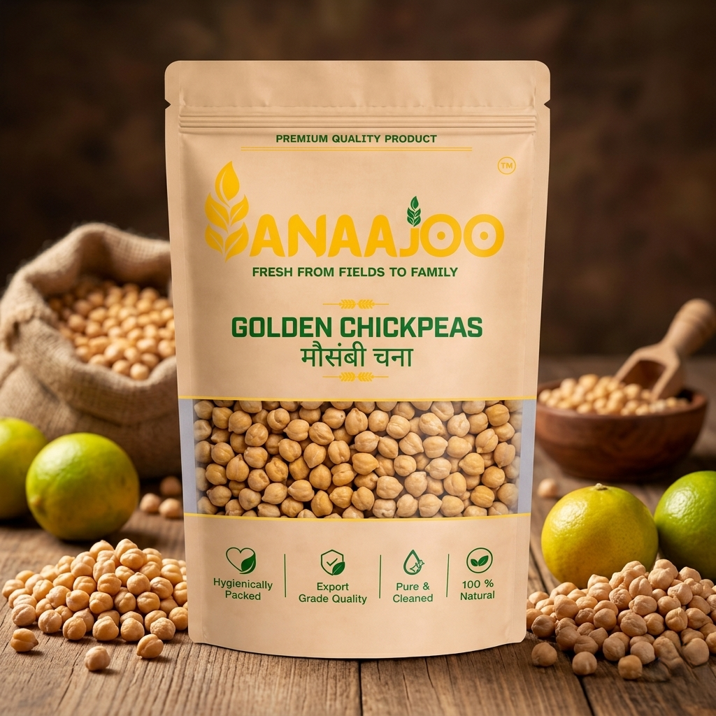 Anaajoo Golden Chickpeas (मौसंबी चना) | Premium Golden Chana, Chemical-Free, Sortex Cleaned, High-Protein