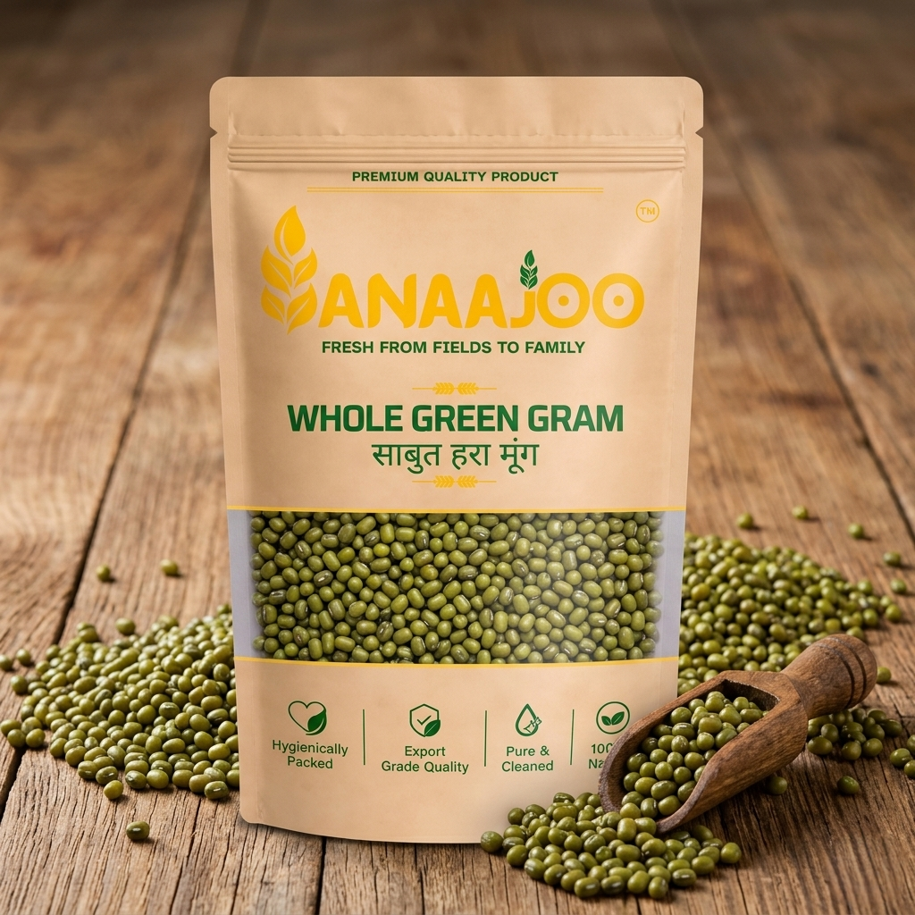 Anaajoo Whole Green Gram (साबुत हरा मूंग) | Premium Moong Whole, Chemical-Free, Sortex Cleaned, High-Protein