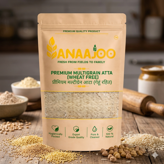 Anaajoo Premium Multigrain Atta (Wheat Free) (प्रीमियम मल्टीग्रेन आटा - गेहूं रहित) | Gluten-Free Style, Healthy Flour Blend, Chemical-Free