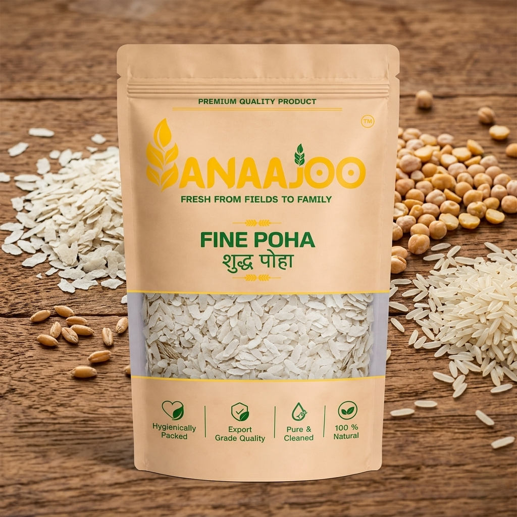 Anaajoo Fine Poha (शुद्ध पोहा) | Premium Thin Flattened Rice, Soft & Clean, Chemical-Free