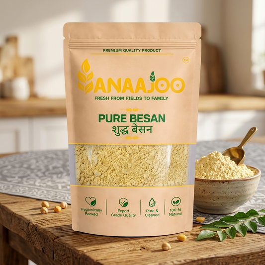 Anaajoo Pure Besan (शुद्ध बेसन) | Gram Flour, Chemical-Free, Fine Texture, Premium Quality