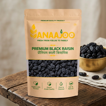 Anaajoo Premium Black Raisins (प्रीमियम काली किशमिश) | Iron-Rich, Naturally Sweet, Chemical-Free Dry Fruit
