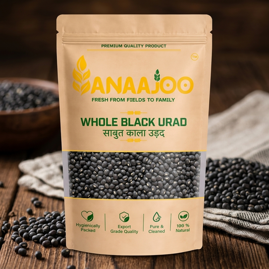 Anaajoo Whole Black Urad (साबुत काला उड़द) | Premium Urad Whole, Chemical-Free, Sortex Cleaned, High-Protein