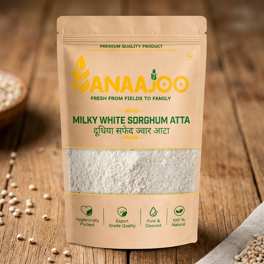 Anaajoo Milky White Sorghum Atta (दूधिया सफेद ज्वार आटा) | Ultra Premium Jowar Flour, Soft Texture, Chemical-Free