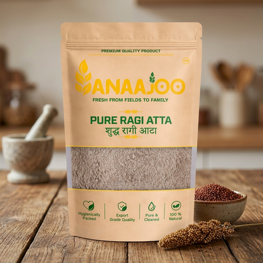Anaajoo Pure Ragi Atta (शुद्ध रागी आटा) | Finger Millet Flour, Calcium-Rich, Chemical-Free, Healthy Atta