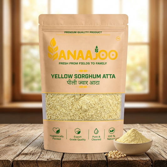 Anaajoo Yellow Sorghum Atta (पीली ज्वार आटा) | Jowar Flour, Gluten-Free Style, Chemical-Free, Healthy Millet Atta