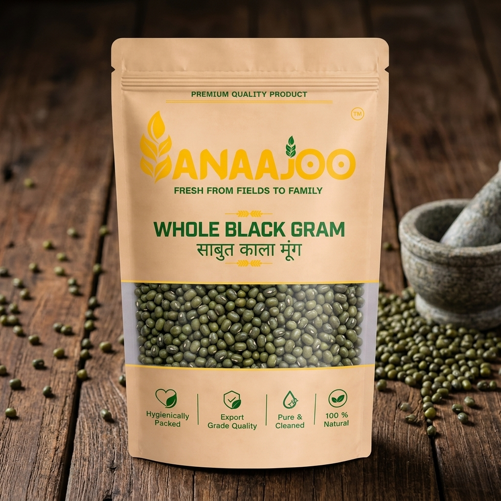 Anaajoo Whole Black Gram (साबुत काला मूंग) | Premium Moong Whole, Chemical-Free, Sortex Cleaned, High-Protein