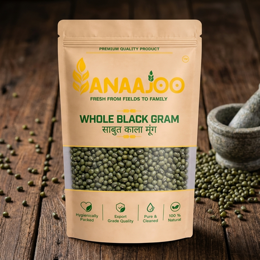 Anaajoo Whole Black Gram (साबुत काला मूंग) | Premium Moong Whole, Chemical-Free, Sortex Cleaned, High-Protein