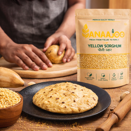 Anaajoo Yellow Sorghum (पीली ज्वार) | Premium Jowar Grain, Chemical-Free, Sortex Cleaned, Gluten-Free