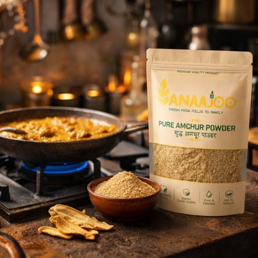 Anaajoo Pure Amchur Powder (शुद्ध अमचूर पाउडर) | Dry Mango Powder, Tangy Spice, Chemical-Free