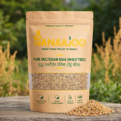 Anaajoo Pure Multigrain Rava (Wheat Free) (शुद्ध मल्टीग्रेन दलिया - गेहूं रहित) | Gluten-Free Style, Healthy Grain Blend, Chemical-Free