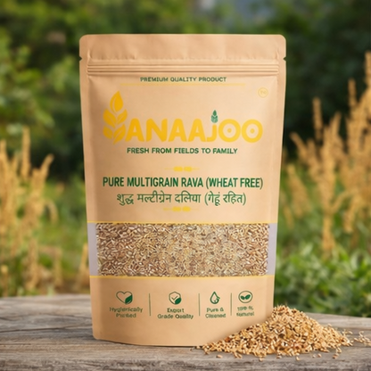 Anaajoo Pure Multigrain Rava (Wheat Free) (शुद्ध मल्टीग्रेन दलिया - गेहूं रहित) | Gluten-Free Style, Healthy Grain Blend, Chemical-Free