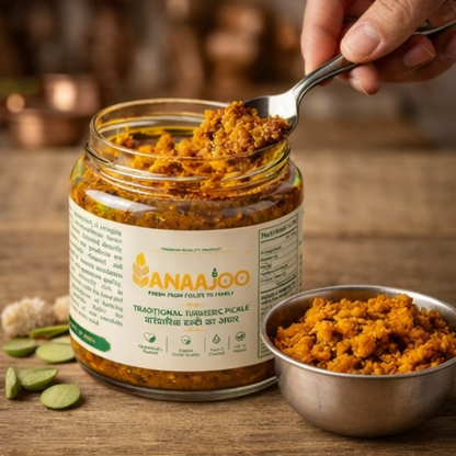 Anaajoo Traditional Turmeric Pickle (पारंपारिक हल्दी का अचार) | Handmade, Chemical-Free, Authentic Homemade Taste