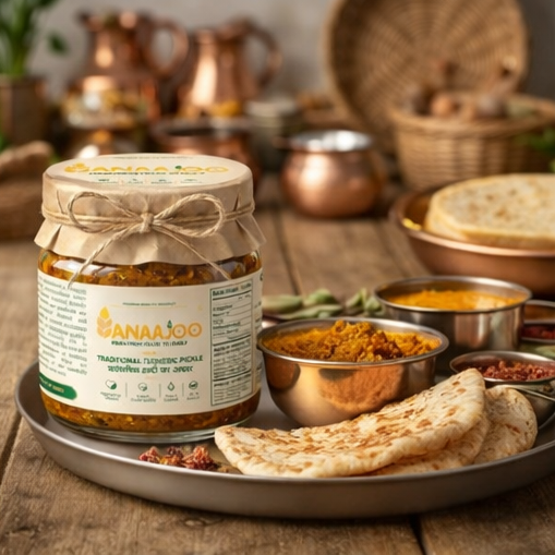 Anaajoo Traditional Turmeric Pickle (पारंपारिक हल्दी का अचार) | Handmade, Chemical-Free, Authentic Homemade Taste