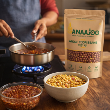 Anaajoo Whole Toor Beans (साबुत तूर) | Premium Arhar Whole, Chemical-Free, Sortex Cleaned, High-Protein