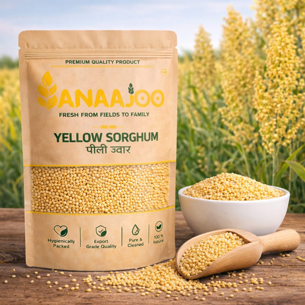 Anaajoo Yellow Sorghum (पीली ज्वार) | Premium Jowar Grain, Chemical-Free, Sortex Cleaned, Gluten-Free