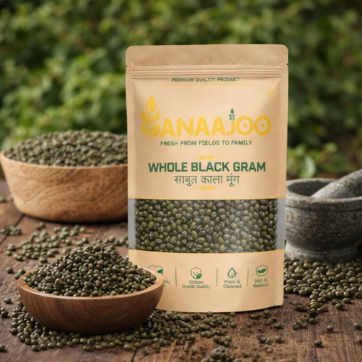 Anaajoo Whole Black Gram (साबुत काला मूंग) | Premium Moong Whole, Chemical-Free, Sortex Cleaned, High-Protein