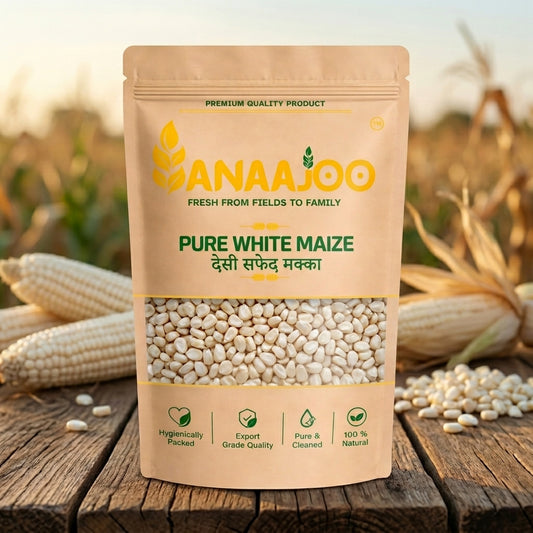 Anaajoo Pure White Maize (देसी सफेद मक्का) | Premium Desi Corn, Chemical-Free, Sortex Cleaned
