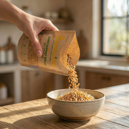 Anaajoo Super Sharbati Wheat (सुपर शरबती गेहूं) | Premium Quality, Chemical-Free, Sortex Cleaned Whole Wheat