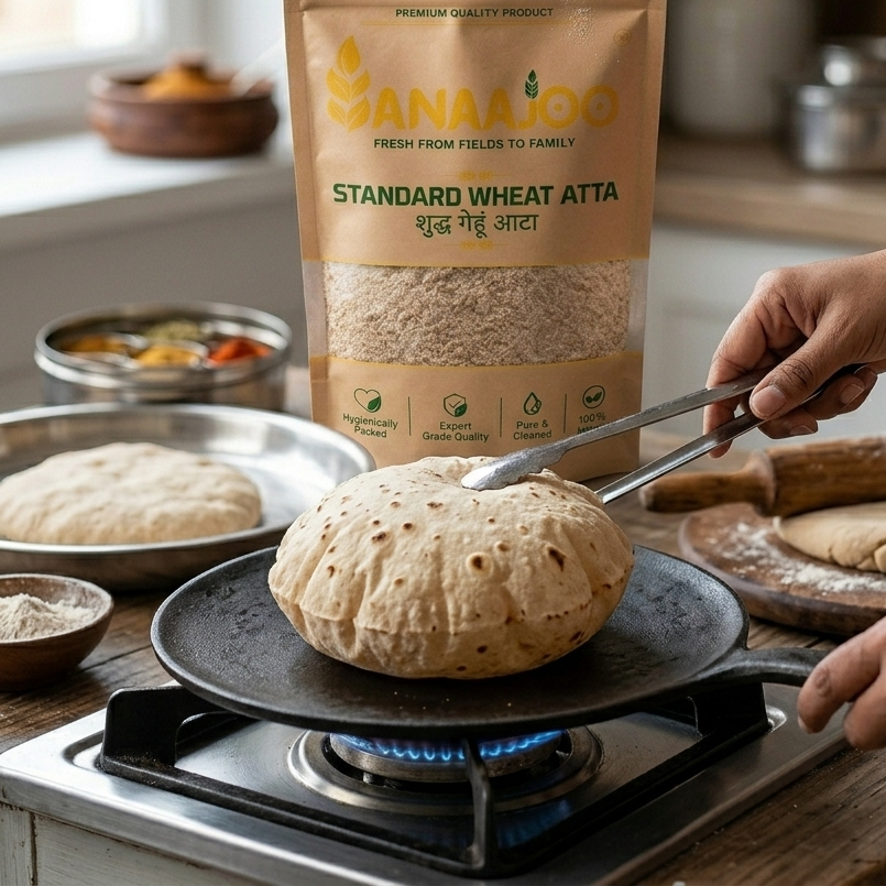 Anaajoo Standard Wheat Atta (शुद्ध गेंहू आटा) | Premium Daily Use Atta, Soft Rotis, Chemical-Free